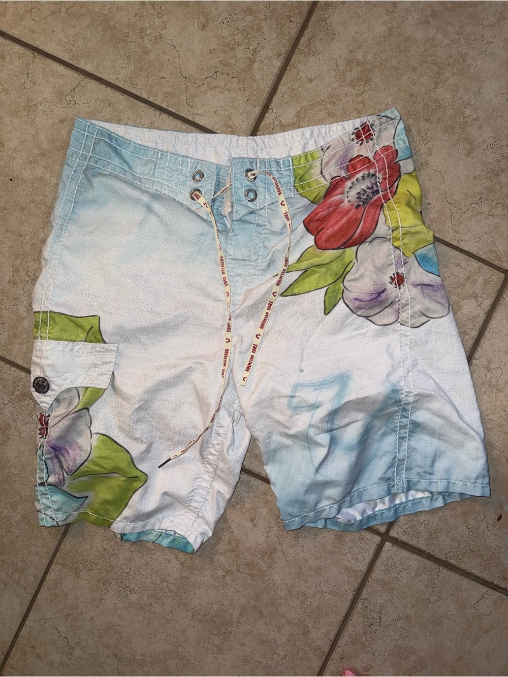 True Religion Floral Swim Trunks Board Shorts Men’s Size 36